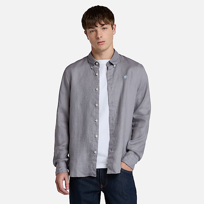 Mill Brook Linen Shirt for Men in Grey - 1