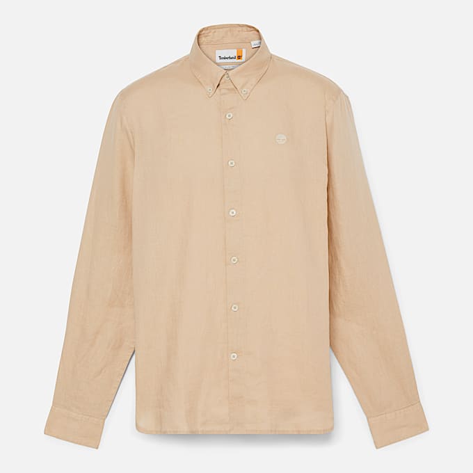 Camisa de lino Mill Brook para hombre en beis