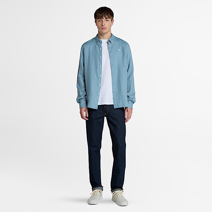 Mill Brook Linen Shirt for Men in Blue