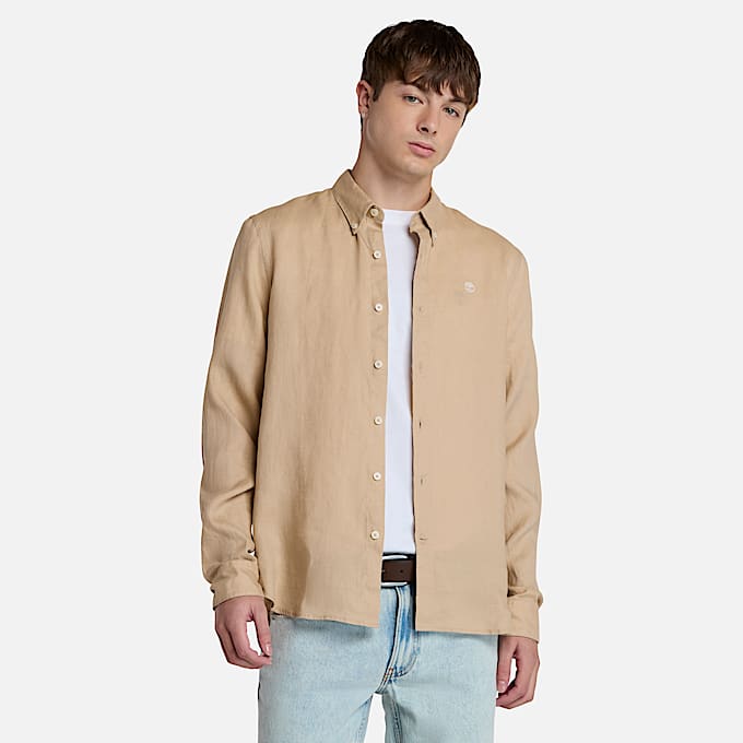 Chemise en lin Mill Brook pour homme en beige - 1