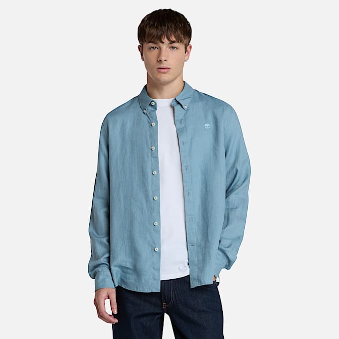 Mill Brook Leinenhemd für Herren in Blau - 1