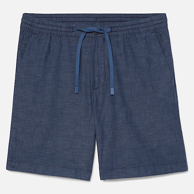 Short en coton et lin pour homme en bleu foncé