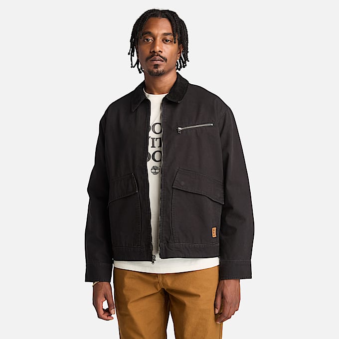 Strafford Washed Canvas Jacket for Men in Black - 1