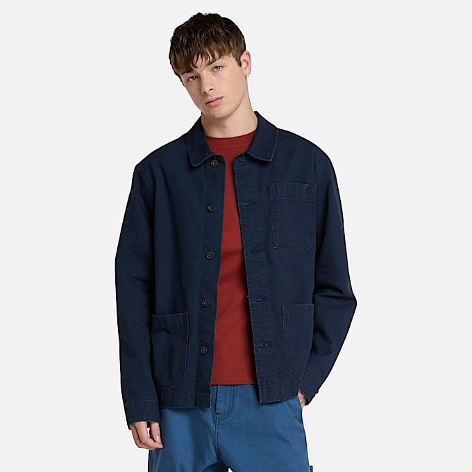 Kempshire Washed Canvas Chore Jacket for Men in Dark Blue - 1