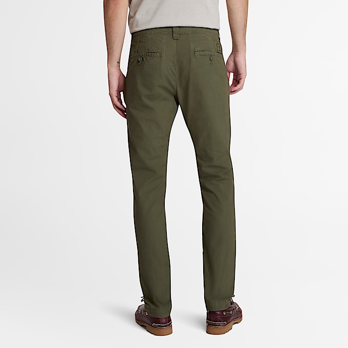 Claremont Poplin Chino Trouser for Men in Dark Green