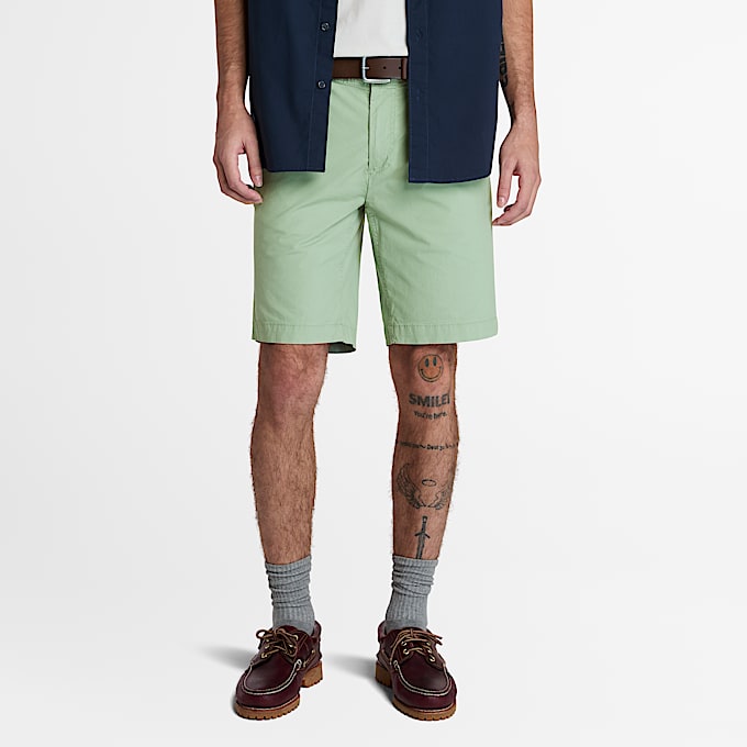 Short chino Claremont en popeline pour homme en vert - 1