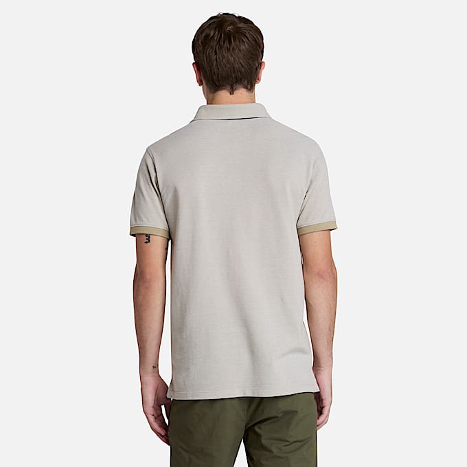 Baboosic Brook Oxford Short-Sleeve Polo for Men in Beige
