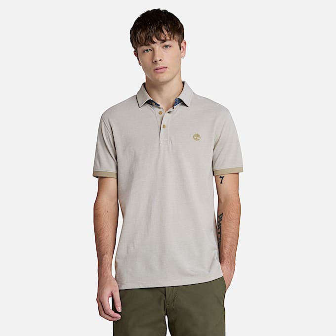 Baboosic Brook Oxford Short-Sleeve Polo for Men in Beige - 1