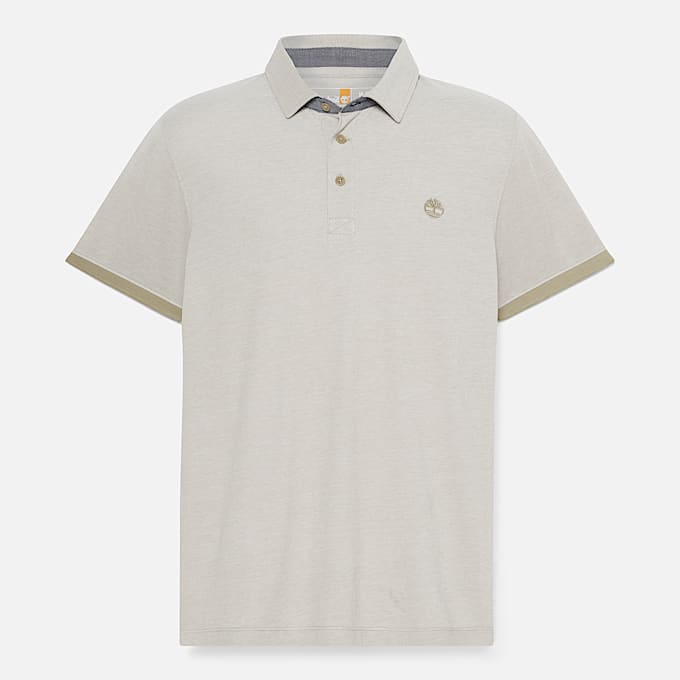 Baboosic Brook Oxford Short-Sleeve Polo for Men in Beige