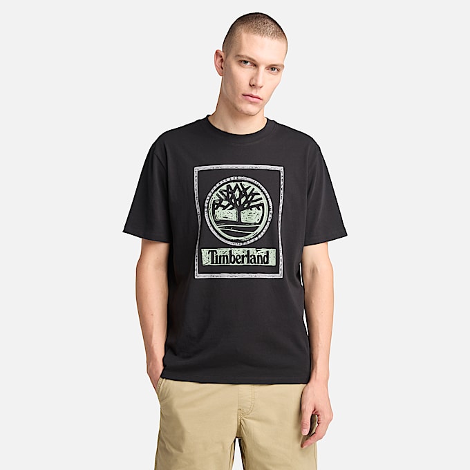 T-Shirt mit Jahreszeiten-Stack-Grafik für Herren in Schwarz - 1