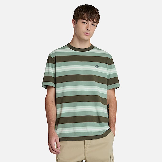 Striped T-Shirt for Men in Green - 1
