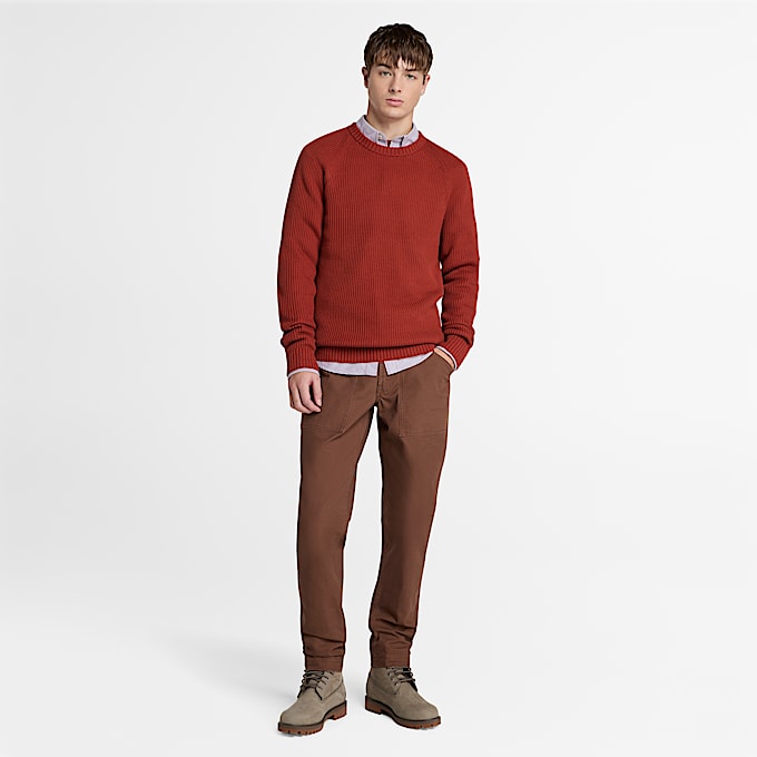 Rippstrickpullover mit Raglanärmeln für Herren in Rot