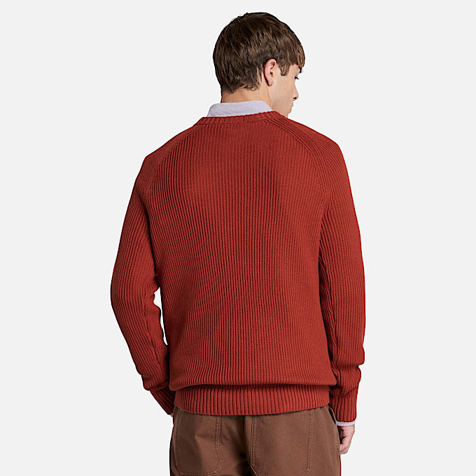 Rippstrickpullover mit Raglanärmeln für Herren in Rot