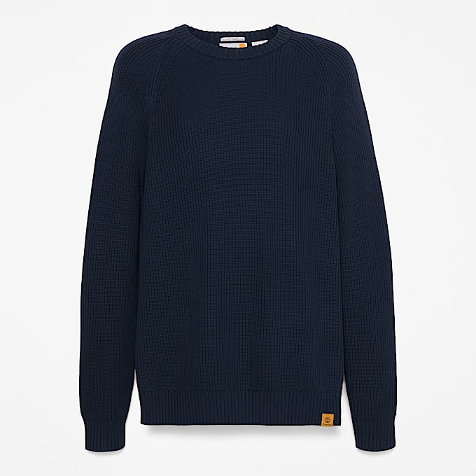 Rippstrickpullover mit Raglanärmeln für Herren in Dunkelblau