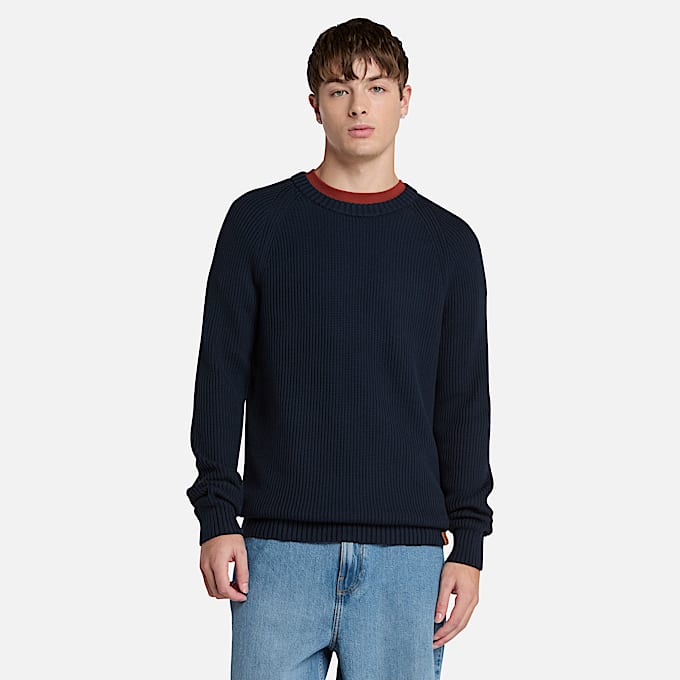 Rippstrickpullover mit Raglanärmeln für Herren in Dunkelblau - 1