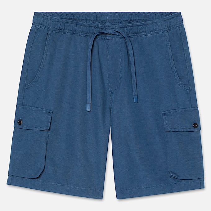 Shorts Utility in Cotone e Lino da Uomo in blu scuro