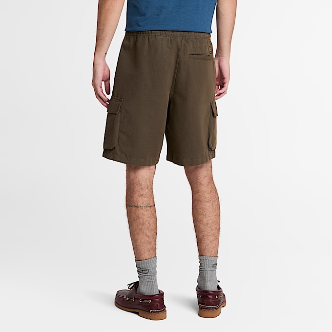 Utility-Shorts aus Baumwoll-Leinen-Gemisch für Herren in Grün