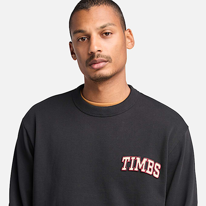 Camisola com Gola Redonda com Gráfico TIMBS para Homem em preto
