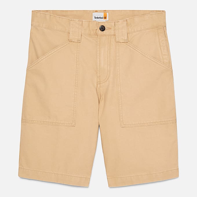 Shorts Fatigue in Tela Effetto Lavato Goffstown da Uomo in giallo