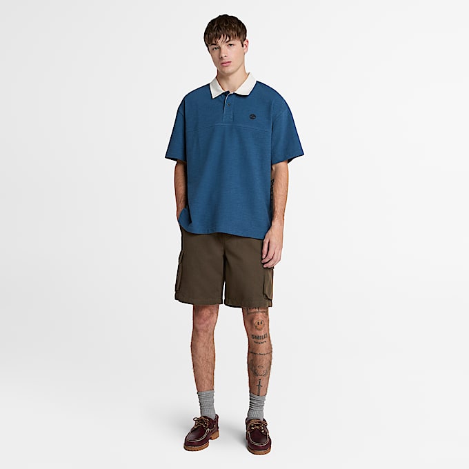 Polo Textured da Uomo in blu scuro