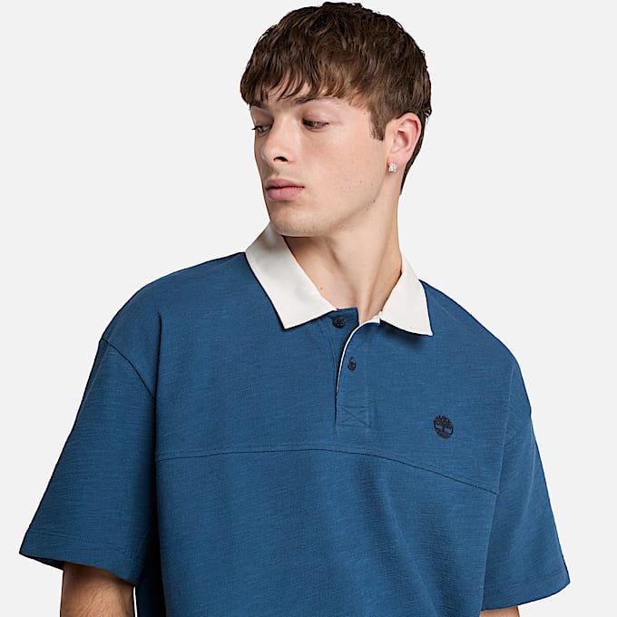 Polo Textured da Uomo in blu scuro