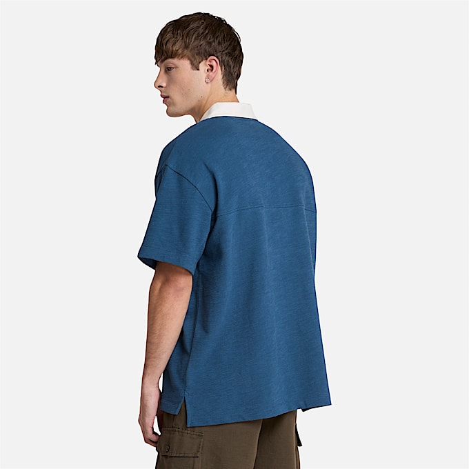 Polo Textured da Uomo in blu scuro