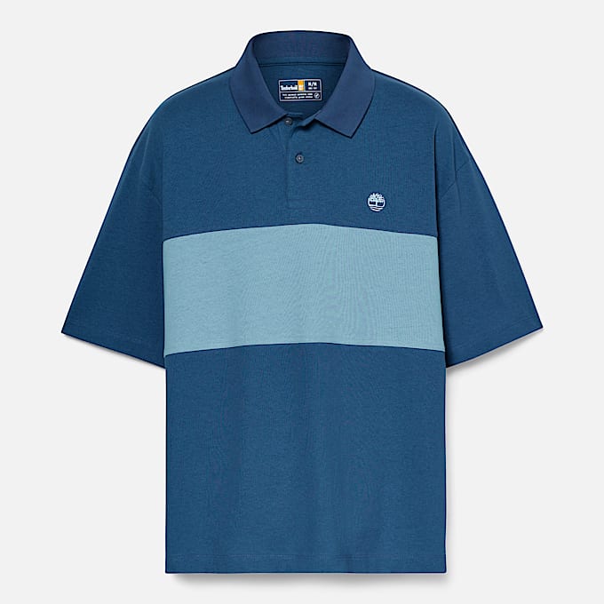 Colour Block Rugby Polo for Men in Dark Blue