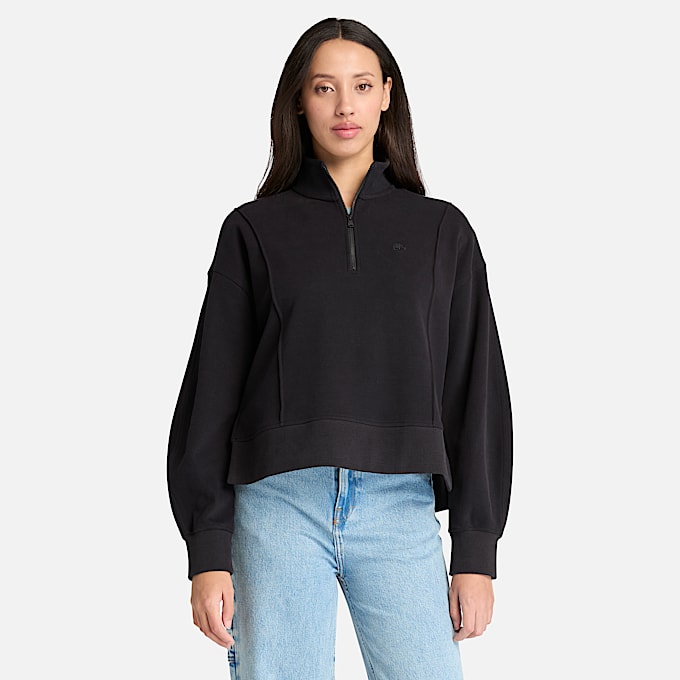 Felpa con Zip a un Quarto Lush da Donna in colore nero - 1