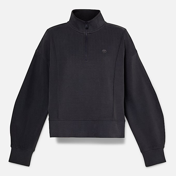 Lush Sweatshirt mit Viertelreißverschluss für Damen in Schwarz