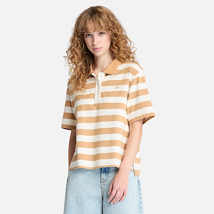 Short-Sleeve Polo Shirt for Women in Yellow - 1