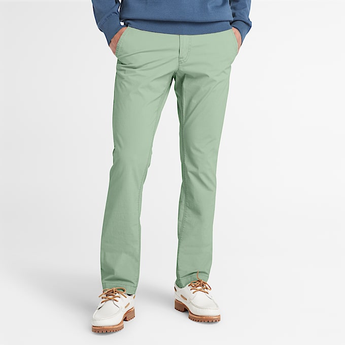 Claremont Poplin Chino Trouser for Men in Green - 1