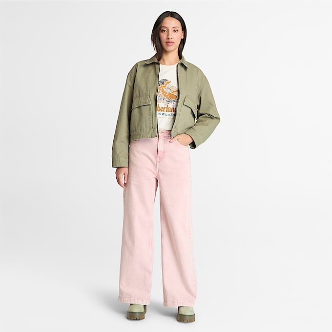Strafford Bomber Washed Canvas Jacket for Women in Green