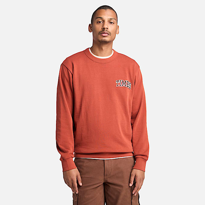 TIMBS Graphic Crewneck Sweatshirt for Men in Red - 1
