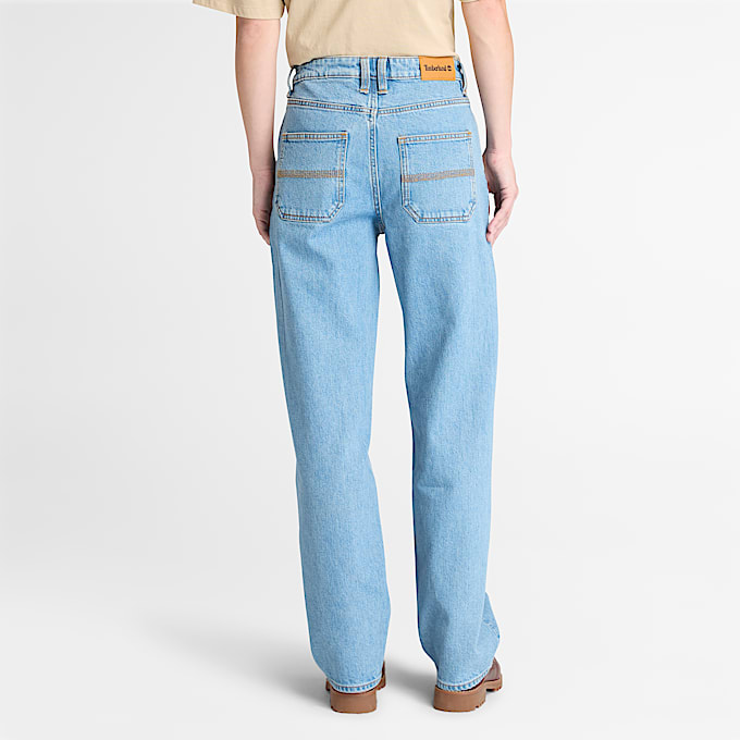 Straight Denim Trousers for Women in Blue