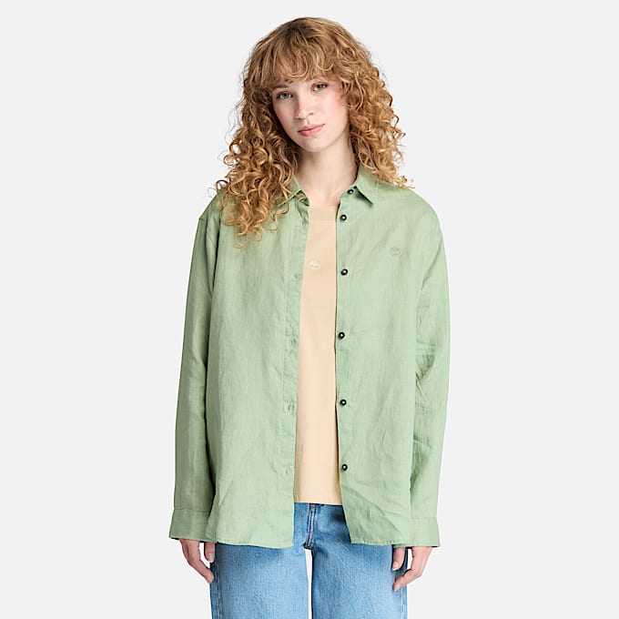 Camicia in Lino da Donna in verde - 1