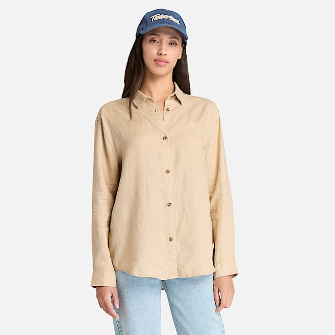 Camicia in Lino da Donna in beige - 1