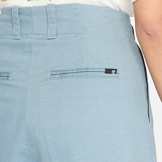 Linen Bermuda Short for Women in Light Blue
