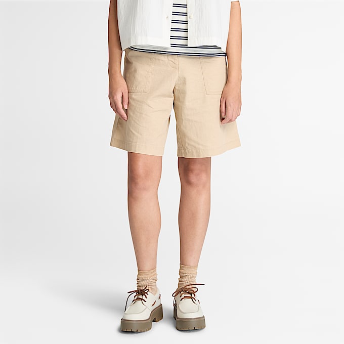 Linnen Bermuda voor dames in beige - 1