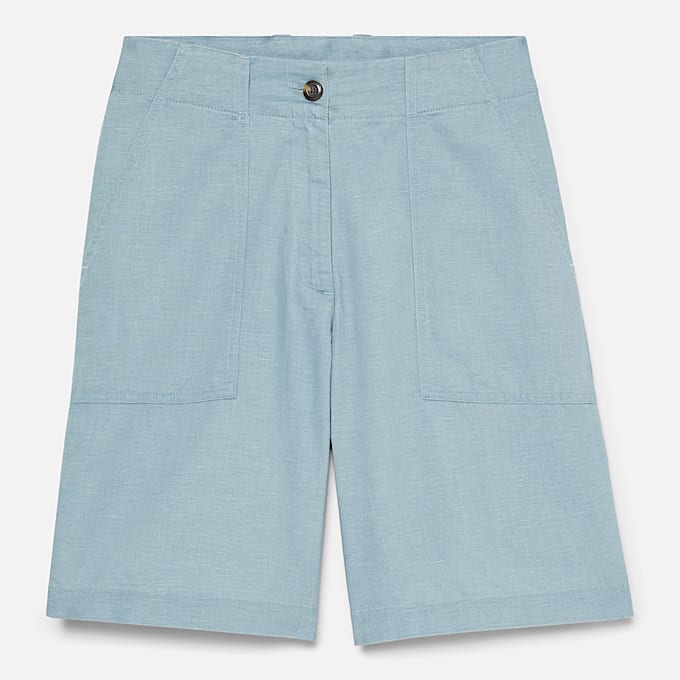 Linen Bermuda Short for Women in Light Blue