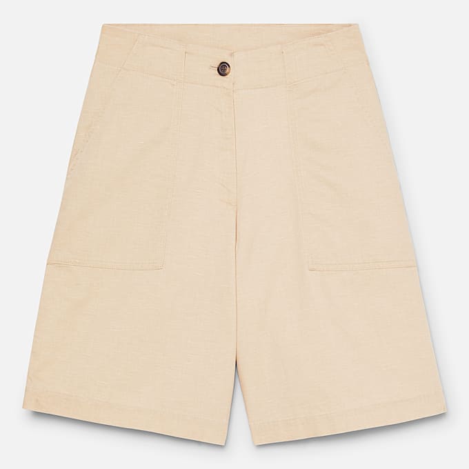 Linen Bermuda Short for Women in Beige