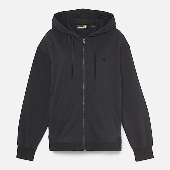 Exeter Loopback-Hoodie mit durchgehendem Reißverschluss für Damen in Schwarz