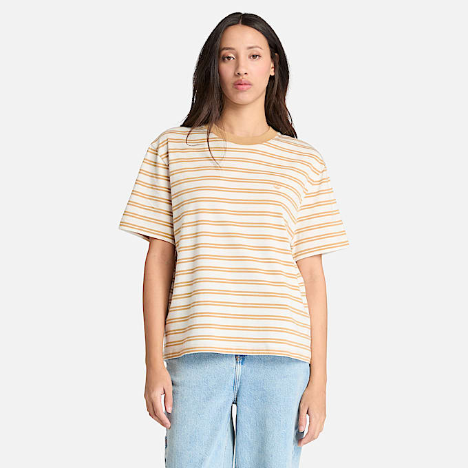 Camiseta de manga corta a rayas Dunstan para mujer en amarillo - 1