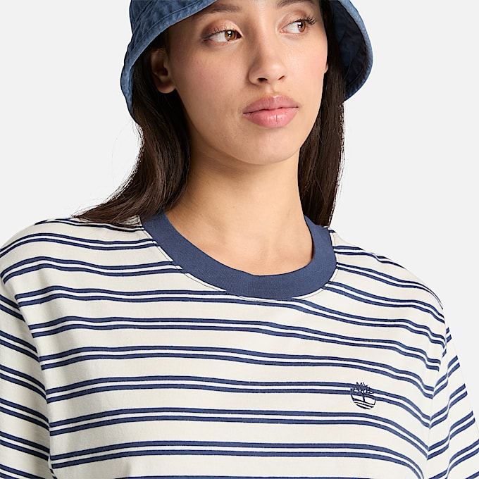Gestreiftes Dunstan Kurzarm-T-Shirt für Damen in Dunkelblau