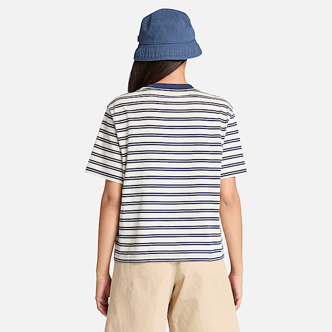 Gestreiftes Dunstan Kurzarm-T-Shirt für Damen in Dunkelblau