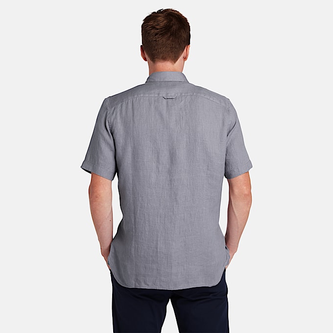 Chemise à manches courtes en lin Mill Brook pour homme en gris
