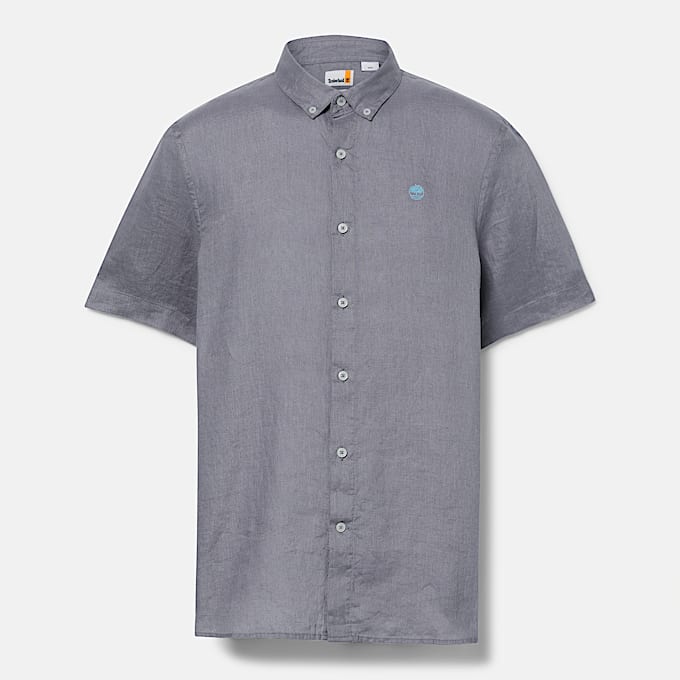 Chemise à manches courtes en lin Mill Brook pour homme en gris
