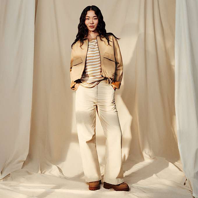 Strafford Bomber Washed Canvas Jacket for Women in Yellow