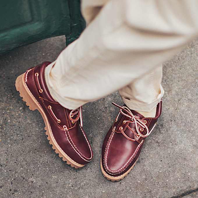 Chaussure bateau authentique cousue main à 3 œillets Timberland® pour homme en Bordeaux