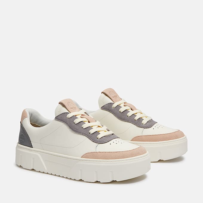 Laurel Court Low Lace-Up Trainer for Women in White and Grey