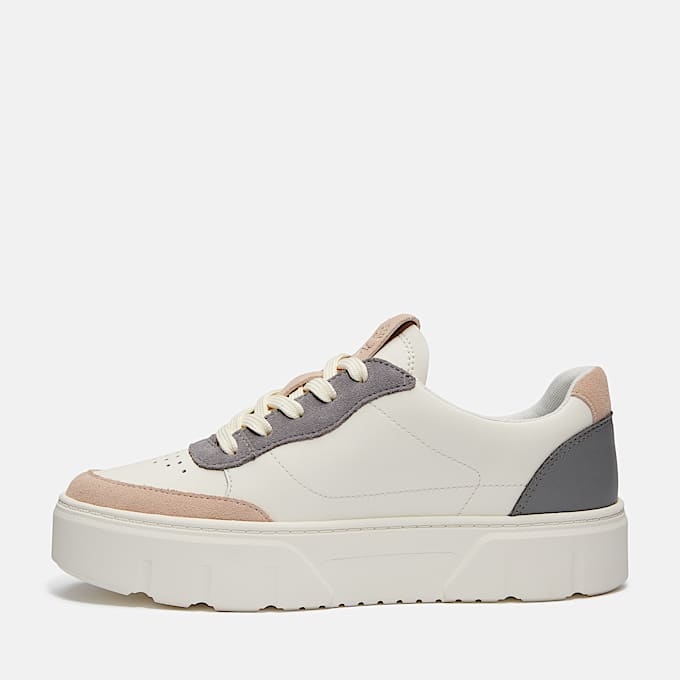 Laurel Court Low Lace-Up Trainer for Women in White and Grey